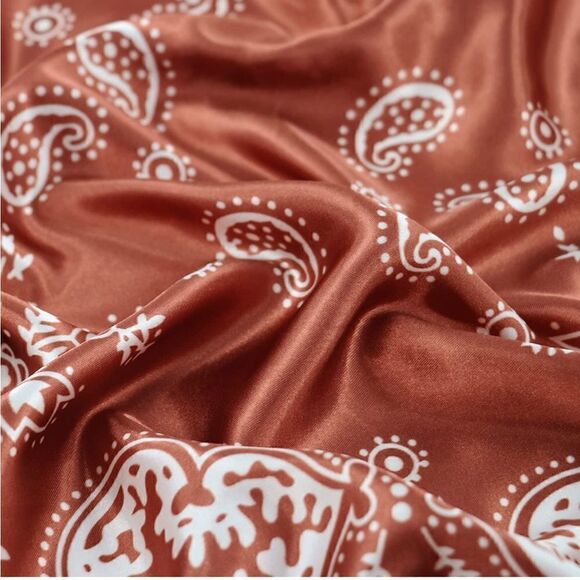 Brown Paisley Silky Scarf  - Picture 3 of 4